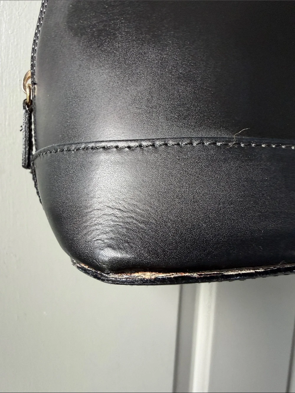 Alberta Di Canio Black Leather Dome Satchel